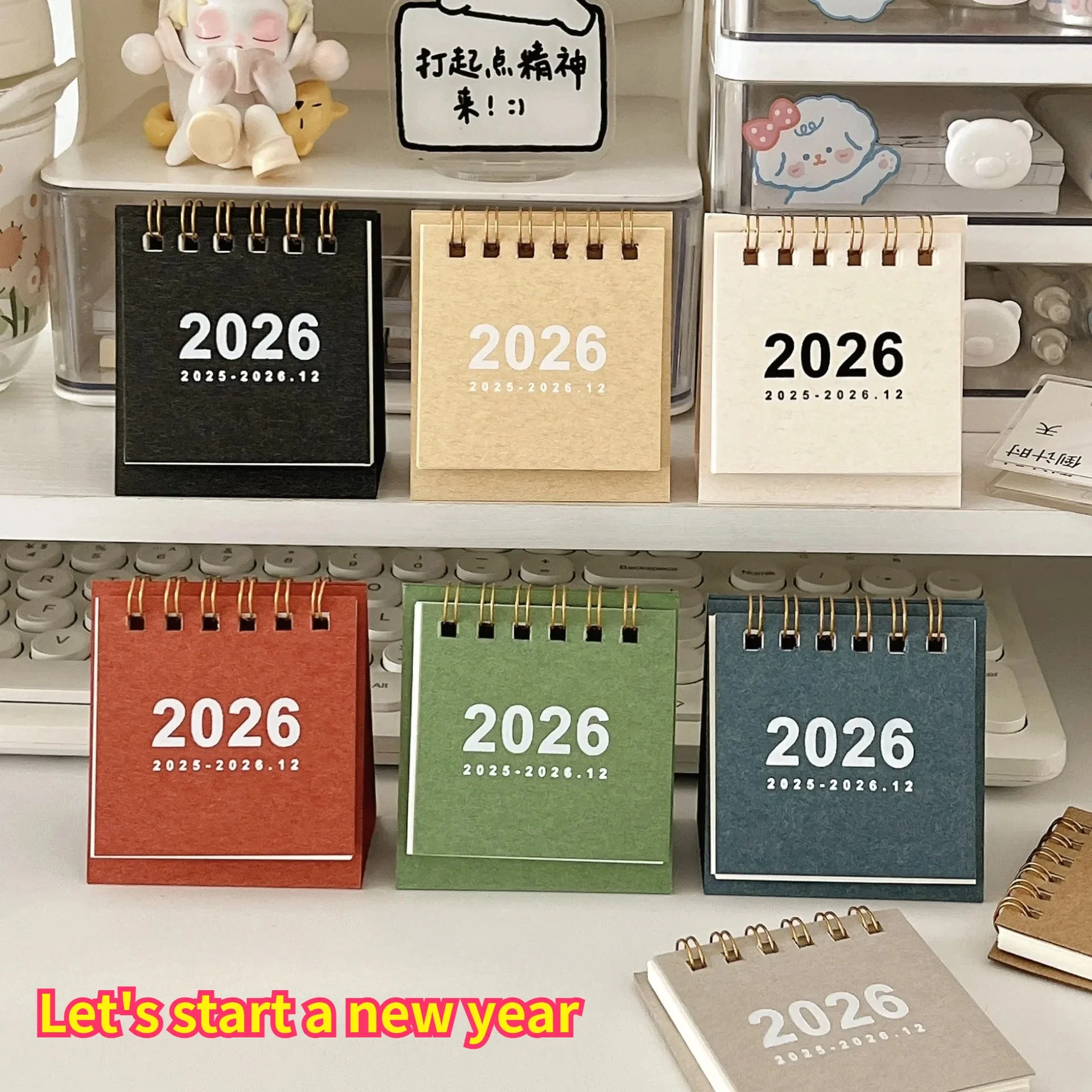 

2026 Mini Simple Desk Calendar - Creative Spiral-Bound Calendar for Desktop Decoration & Office Stationery Calendar