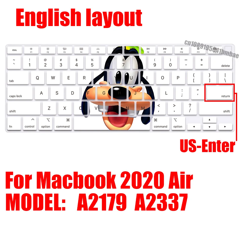 Puppy Goofy Goof US Layout Color Print Soft Silicone Keyboard Cover For Macbook 2020 Air A2179 A2337