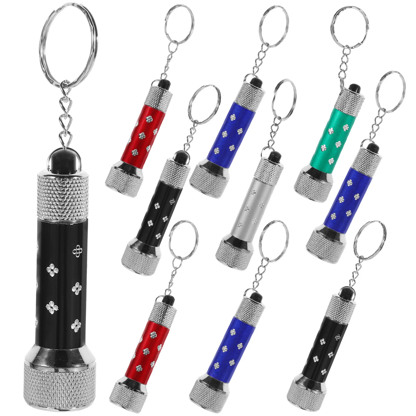 

20pcs Mini Flashlight 7-Led Bright Keychain For Emergency Black Silver Gray Red Blue Green Portable Led Light Key Ring Outdoor