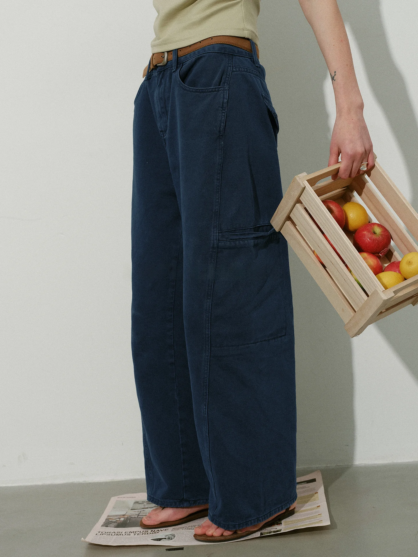 

Lofi Choose Vintage Washed Casual Denim Jeans Women's Spring New Loose Wide Leg Long Pants Versatile High Waist Cotton