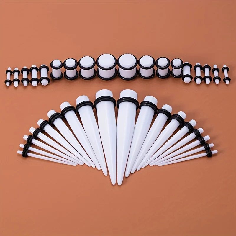 36 Pcs Acrylic Ear Gauges Taper Ear Plug Tunnel Stretching Kit Ear Flesh Expansion Tool - Body Piercing Jewelry