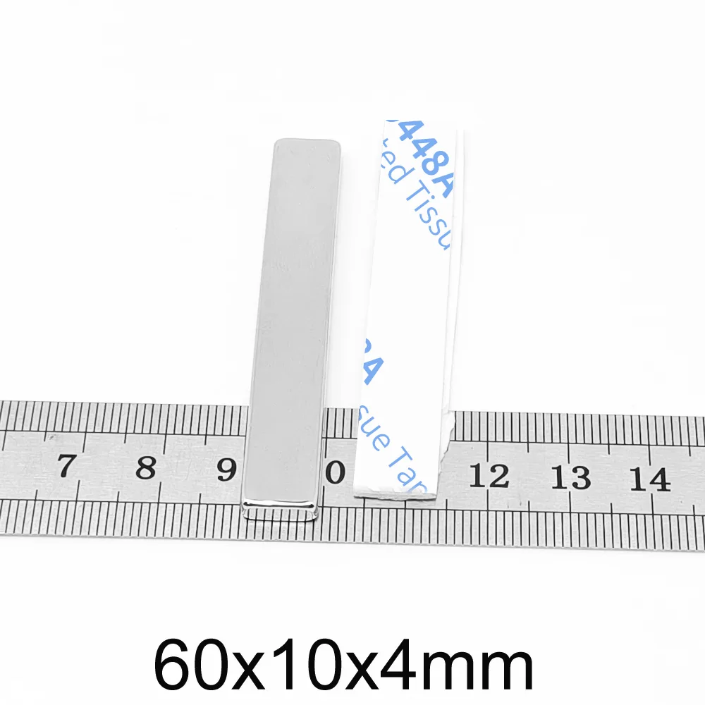 2/5/10/15/20PCS 60x10x4mm Starke Block Suche Magnet mit 3M Selbst-Adhesive 60x10x4 Streifen Permanent NdFeB Magnet 60x10x4