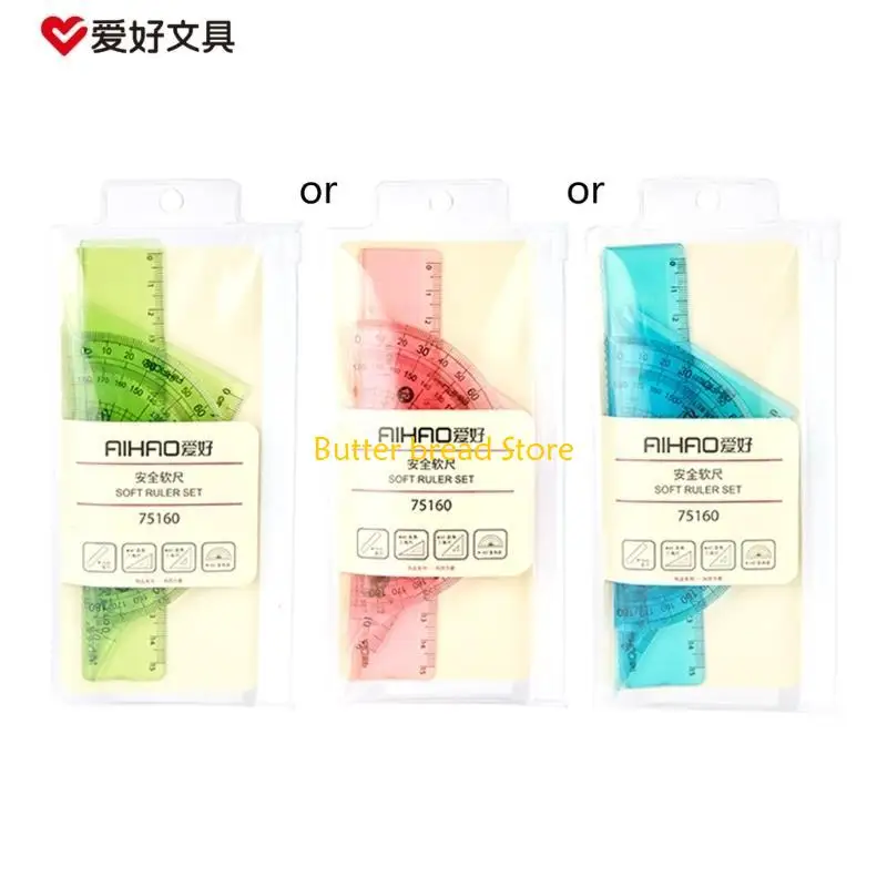 Set W89C Set righelli trasparenti da 4 pezzi Strumento misurazione righello trasparente