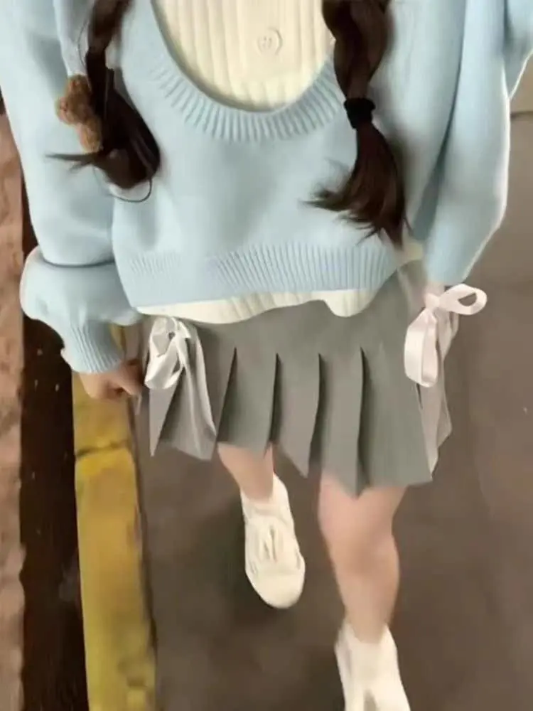 المرأة محبوك Ne ort سترة علوية قطعتين مجموعة الخريف الشتاء كلية Sle Faion طويلة Sve طول منتظم