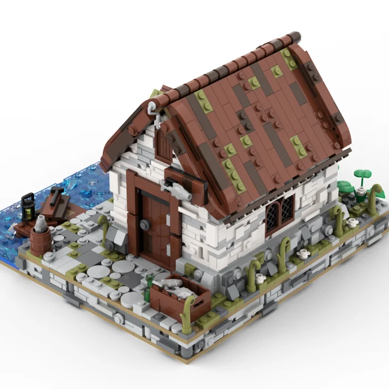 1575-Piece High-Detail Fisherman's Cottage With Detailed Roof And Dock, Suitable For Display And Collection Building Blocks