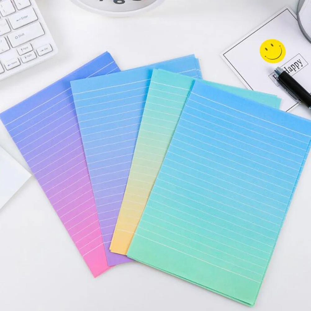 4 Sets Korean Creative Small Fresh Gradient Color Cute Envelope Stationery Set Gradient Envelopes Letter Paper Lovely Writing