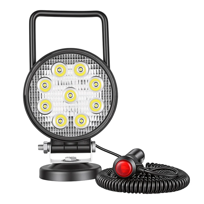 Auto voiture 3M Plug & Play 27W 4 "lumière de travail LED Portable Base magnétique tout-terrain 4WD SUV UTV 4x4 camion pick-up Spot lampe de conduite d'inondation