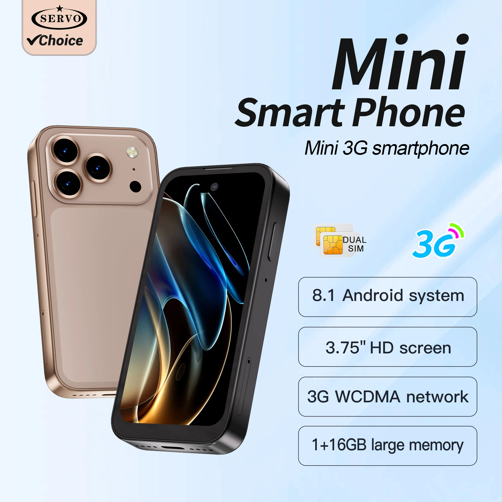 2026 nouveau SERVO 17PRO MAX 3G petit Smartphone système Android double caméra visage déverrouillage APP télécharger Mini téléphones intelligents 3.75 "affichage