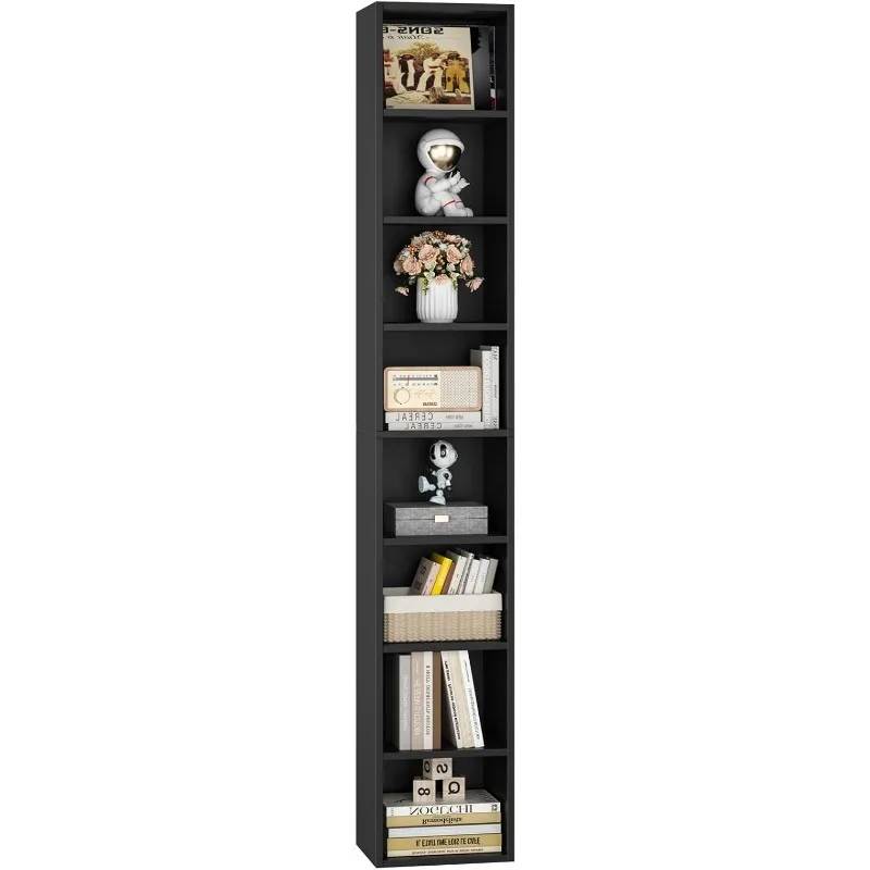 

8-Tier Media Tower Rack, 11.6 X 9.3 X 70.9 Inches CD DVD Slim Storage Cabinet with Adjustable Shelves, Tall Narrow Bookcase