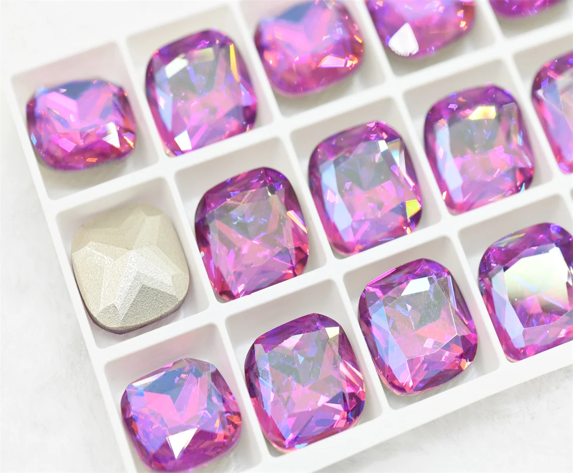 K9  purple colorful  glass rhinestones Pointback Drop square heart round Bag Jewelry Decoration crystals for needlework for Diy