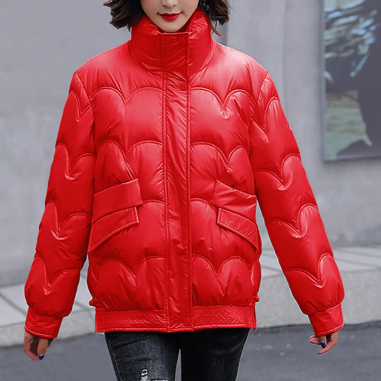 Winter Jacket Women 2023 New Glossy Down Cotton Coat Winter Warm Down Jacket Parkas Thick Warm Cotton-Padded Coat Outwear Female