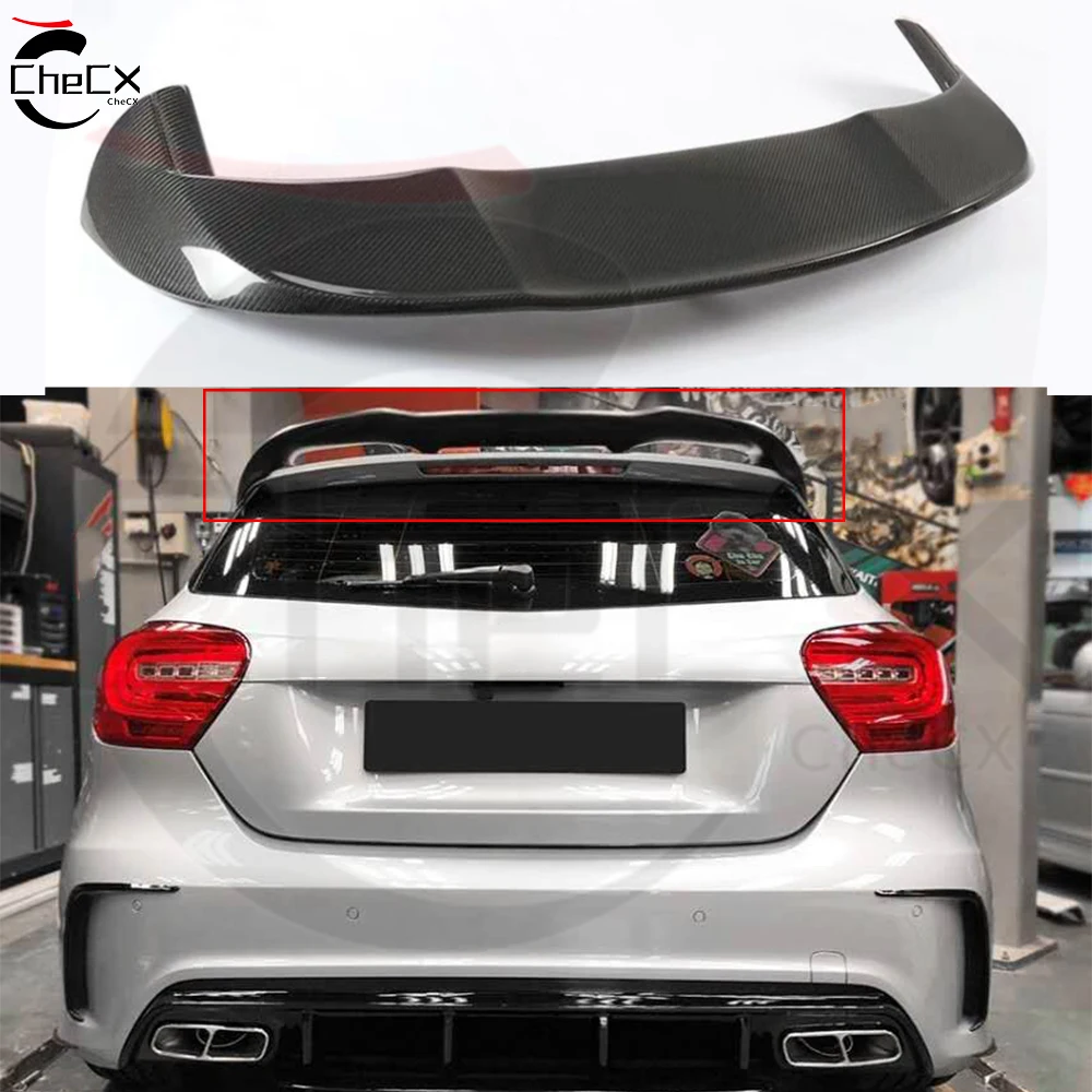 For Mercedes Benz W176 A45 A180-A260 13-18 High Quality Fiberglass Material Roof Rear Spoiler Bright Black Roof Decorative Panel