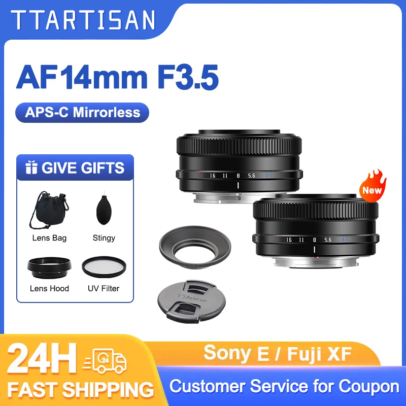 TTAartisan AF14mm F3.5 APS-C إطار كاميرا رئيسية عدسة سوني ل E-mount A6400 A6700 A7RIII A7III A9 FX30 ZVE10 كاميرا بدون مرآة