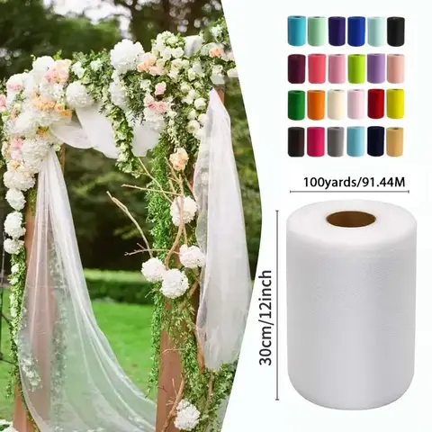 Upgrade Large Tulle Roll 12' X 100 Yards (30cm*91,4m) for Tutu Bow Birthday Party Wedding Decorations DIY Tulle Fabric