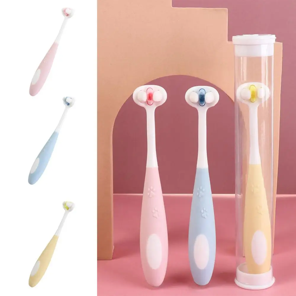 Cartoon Triple Sided Toothbrush Oral Cleaning Soft Bristles Children Toothbrush All-inclusive Teeth Brush