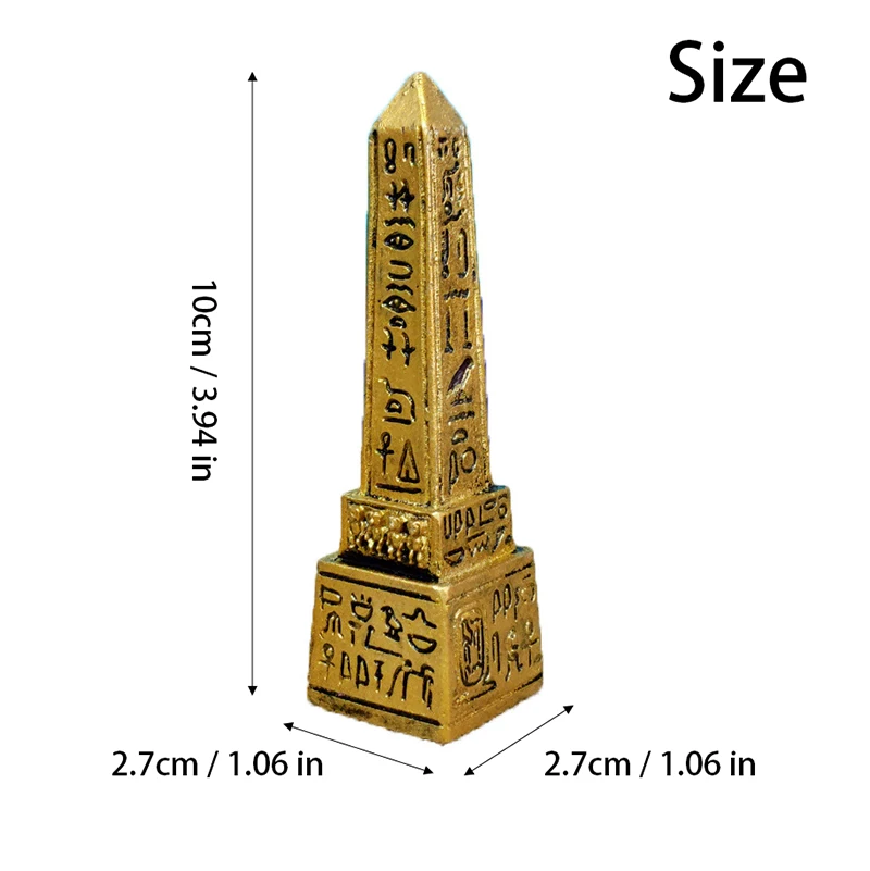 Obelisk Harz-Ornament mit Inschrift, spitz zulaufender Turm, Altägyptischer Gedenk-Souvenir, Pharao-Tischdekoration, Geschenk – Detail 2