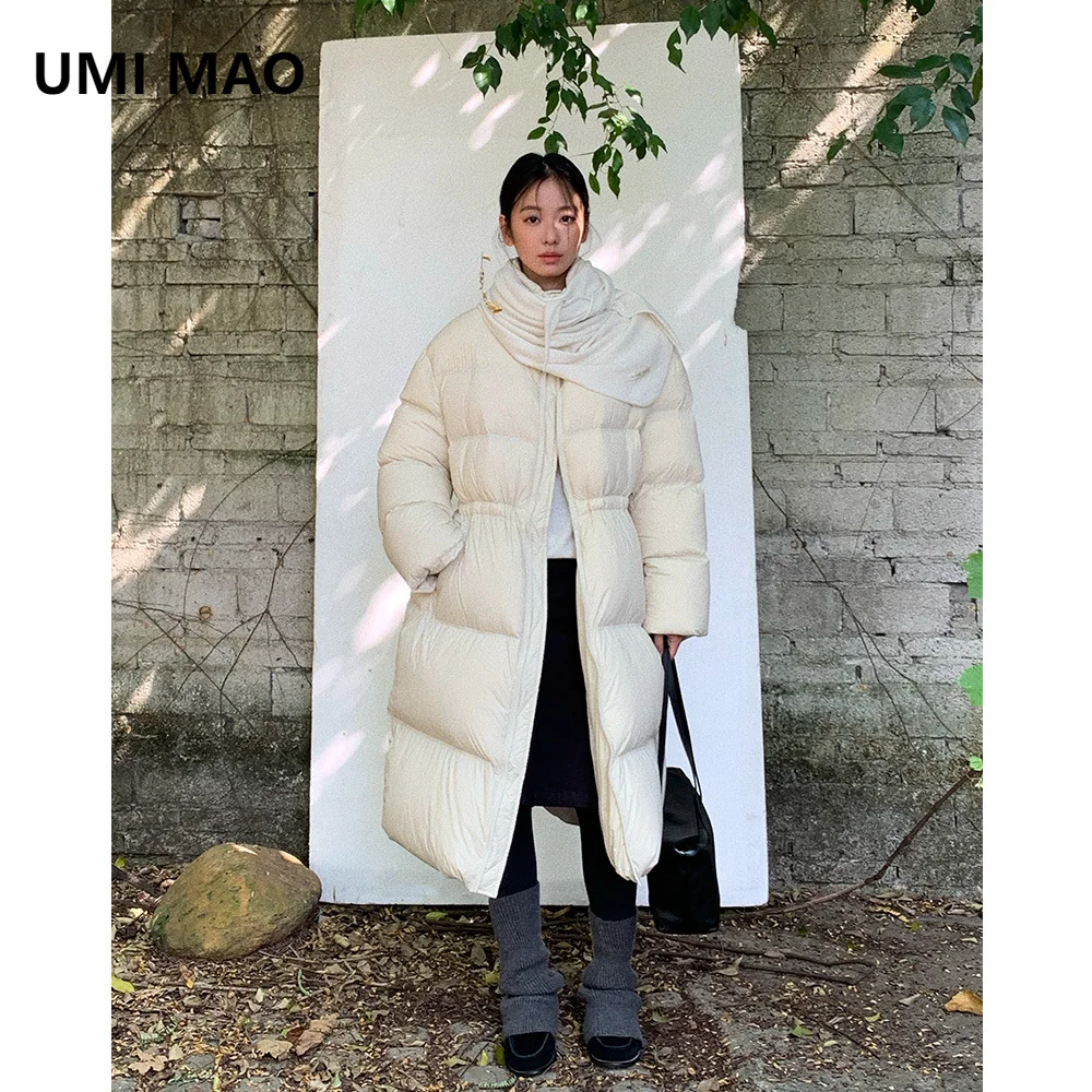 UMI MAO 90 White Duck Long Down Jacket For Women's Stand Up Down Warmth 2024 Winter Korean Edition Medium Length Coat