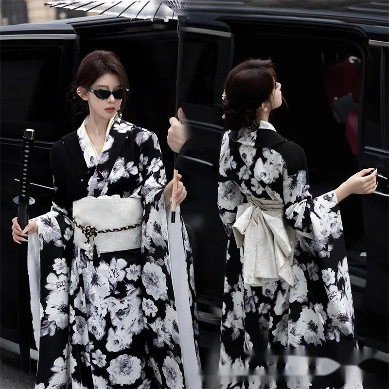 New kimono traditional retro improved elegant temperament advanced Japanese style kimono Yukata travel photography clothing