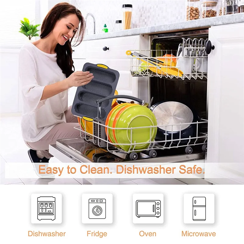 

Силиконовая форма для выпечки хлеба JLMC для выпечки французских багетов/пулочек для хот-догов, форма для выпечки хлеба, антипригарное покрытие и легкое очищение