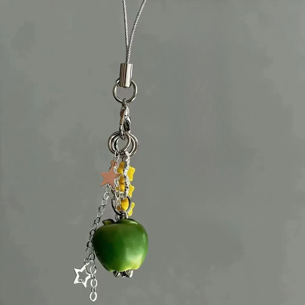 

Подвески для телефона в стиле Y2K: зеленые и красные яблоки, милые фрукты, звезды, колокольчики. Цепочка-ремешок для телефона, брелок-антипотеряшка, подвески для сумок.