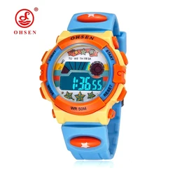 OHSEN-relojes deportivos para niños y niñas, pulsera electrónica colorida, resistente al agua, Digital