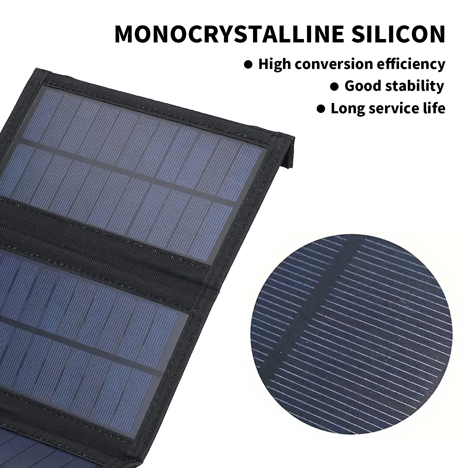 Foldable Solar Panel 20W 50W 60W Portable Solar Panels Charger USB 5V DC Full Time Power Solar Panel Mobile Power Supply view 3