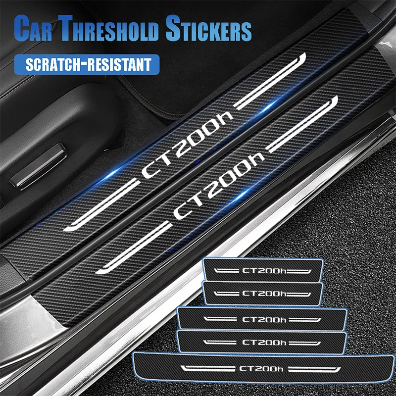 Carbon Fiber Car Door Sill Scuff Plate for Lexus CT200H Logo Trunk Guards Protective Trim Anti-scratch Door Panel Accessories