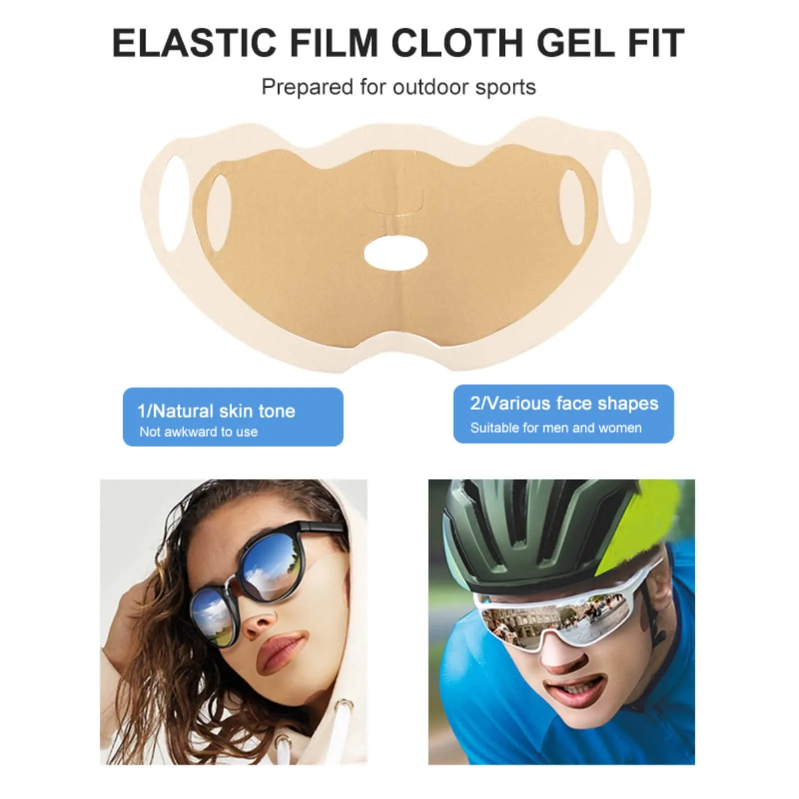 Patch per protezione solare da golf Maschera per la cura UV all'aperto Gel idratante Maschera per la cura della pelle Maschera al collagene di sollevamento adatta per sport all'aria aperta in bicicletta