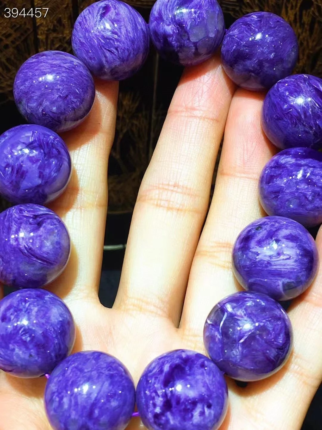 

Natural Purple Charoite Round Beads Bracelet Stretch Russia 18mm Big Size Women Men Fashion Russia AAAAA