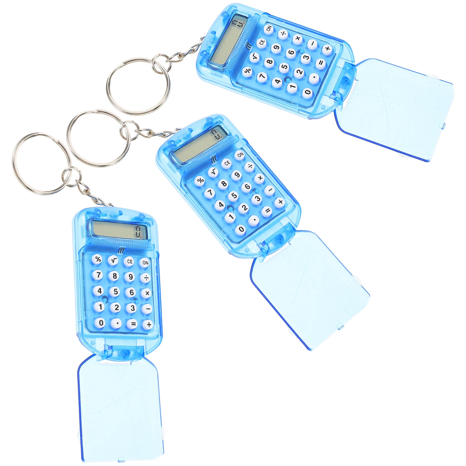 

3Pcs Mini Cartoon Transparent Keychain Calculator Portable Pocket Size Cute Student Supplies