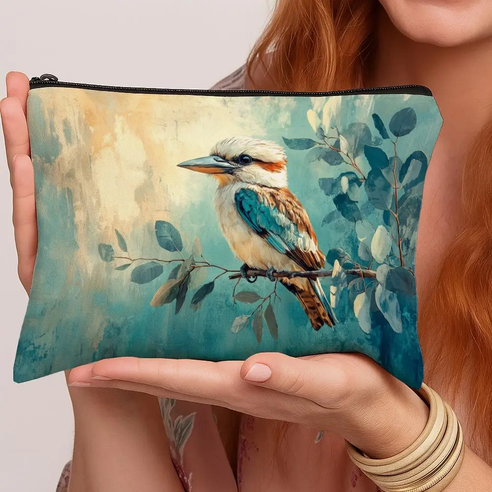 Nature Bird Design Makeup Bag Lightweight Travel Cosmetic Organizer Handy Toiletry Bag with Zipper Chic Practical Storage Bags