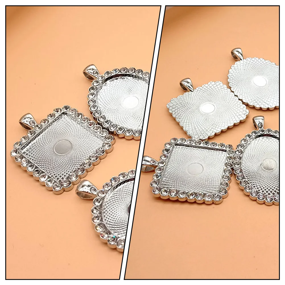 

10 Pcs Diamond Bottom Bracket Jewelry Making Supplies Necklace Base Pendant Blanks Decorative Tray Holder Trays Baffle