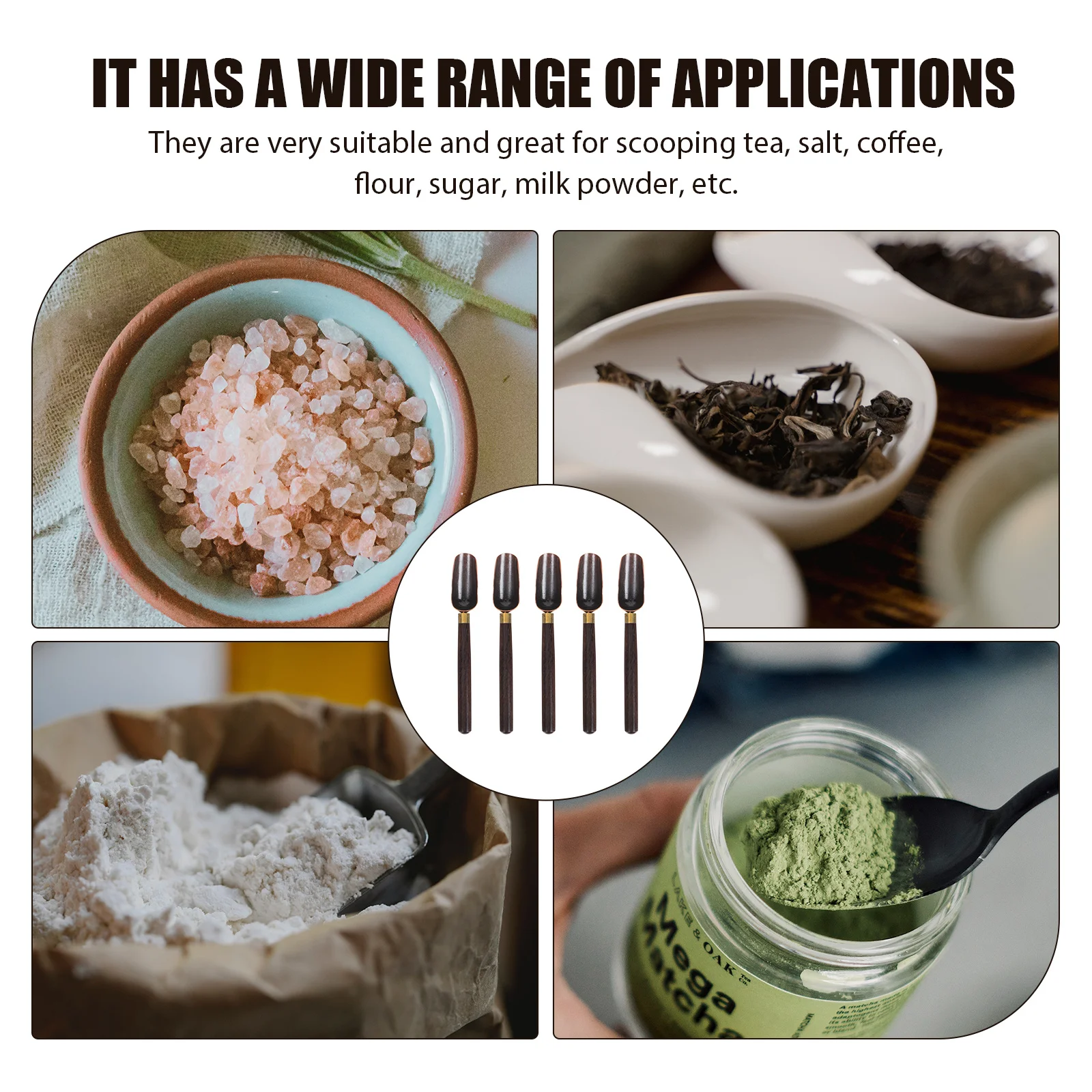 

5pcs Spoon Long Handle Vintage Household Shovel Multi-Function Tea Scoop For Loose Leaf Tea Coffee Flour Sugar Portable Home