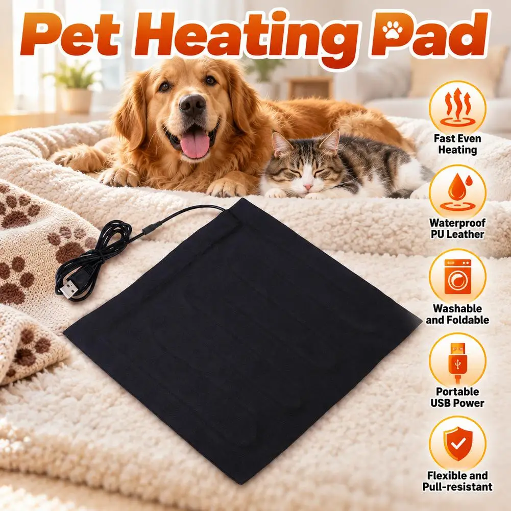 Winter Pet Heating Pad Keep Warm UBS Black Electric Blanket For Dogs Cats Waterproof Winter Safety Heating Pads