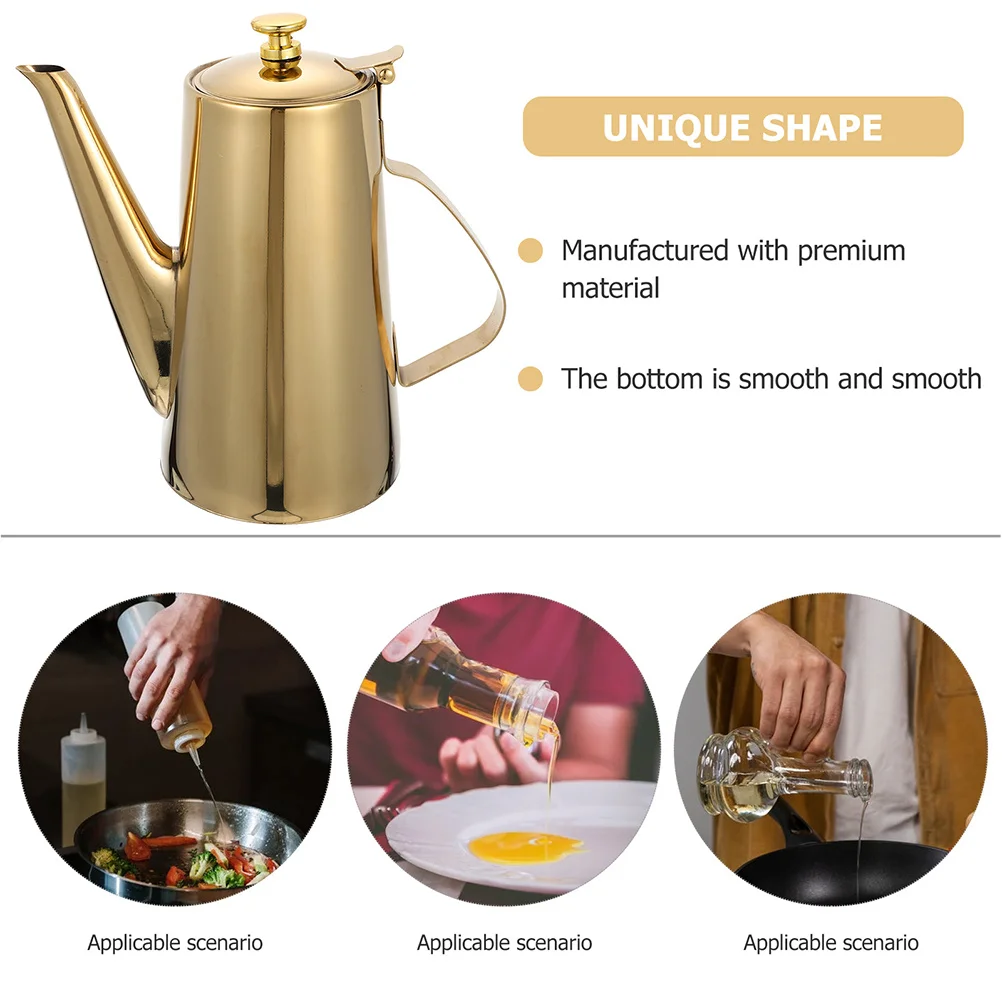 

Stainless Steel Cold Water Kettle Multipurpose Oil Dispenser Bottle for Kitchen Restaurant Use Drip Free Ergonomic Handle