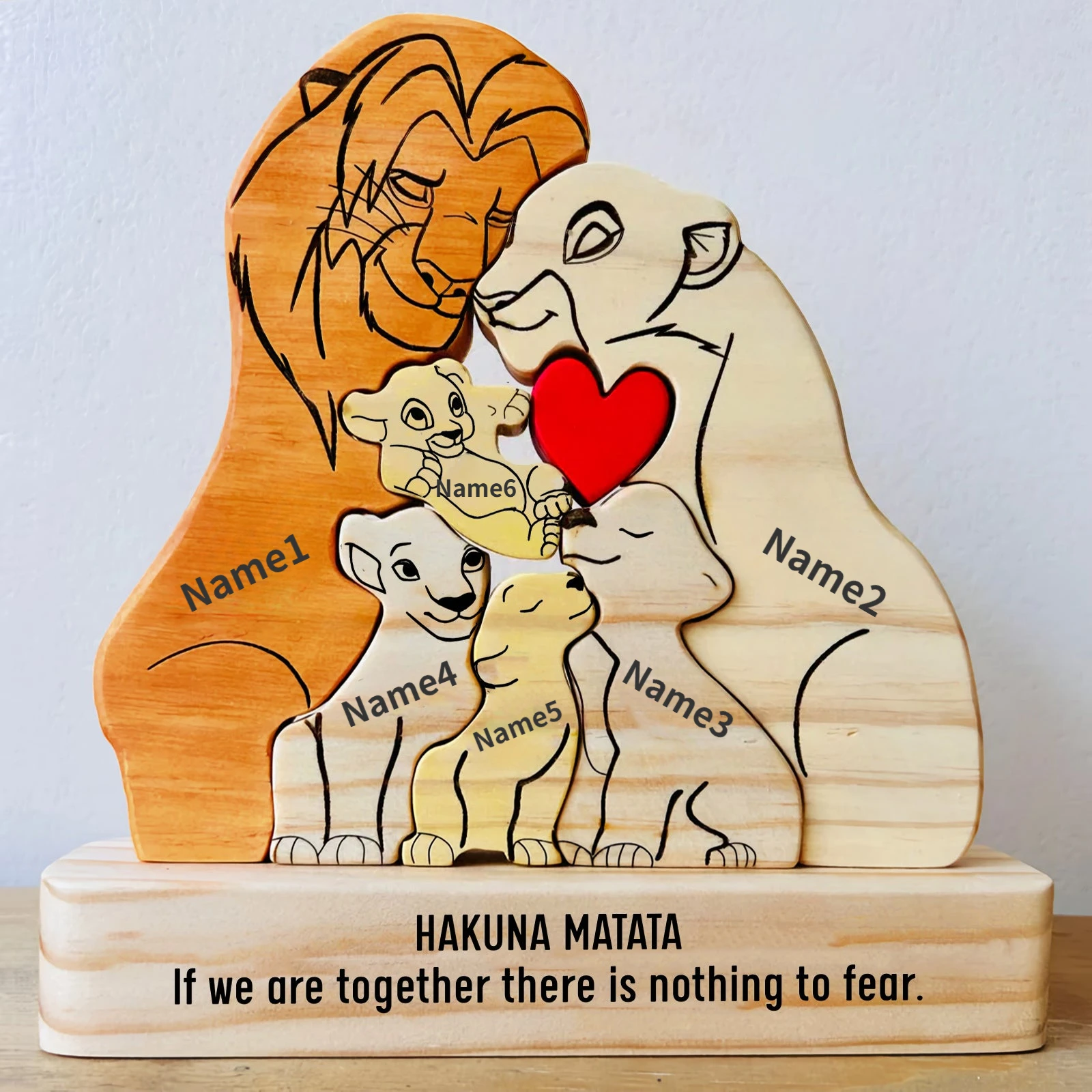 Personalizada Lion Family Puzzle, nomes personalizáveis, presente perfeito para aniversários de casamento, decoração de casa única, venda quente, 2024