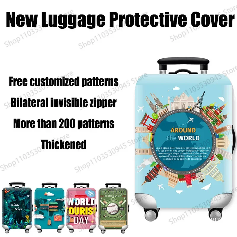 New Varied Pattern Luggage Cover for Travel Watercolor Suitcase Protective Cover Elastic Trolley Case Cover for 18-32 Inch