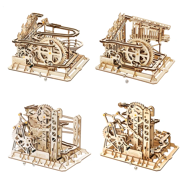 Robotime DIY 3D drewniane puzzle marmurowy bieg montaż Model klocki do budowy łodyga zabawka dla dzieci dorosły na boże narodzenie na Dropshipping