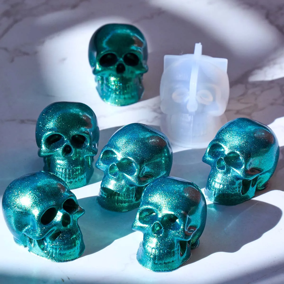 Halloween Ornament Mini Skull Silicone Candle Mold DIY Plaster Epoxy Resin Necklace Bracelet Keychain Jewelry Craft Molds view 2