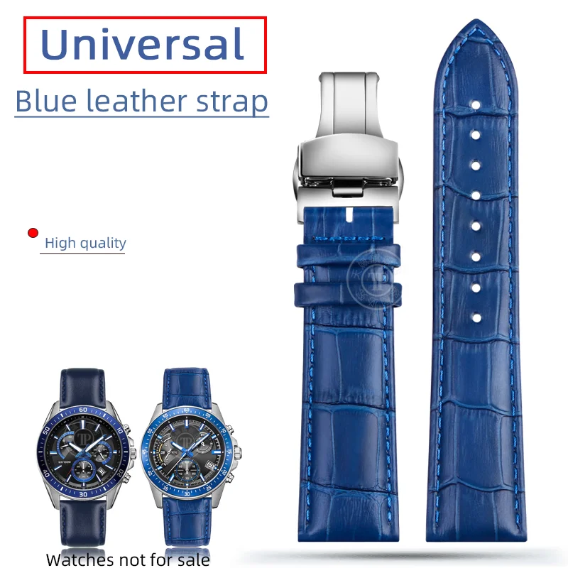 Blue strap for men and women 12mm 14mm 16mm 18mm 20mm 22mm For Casio Tissot Longines Omega Seiko leather strap blue black brown