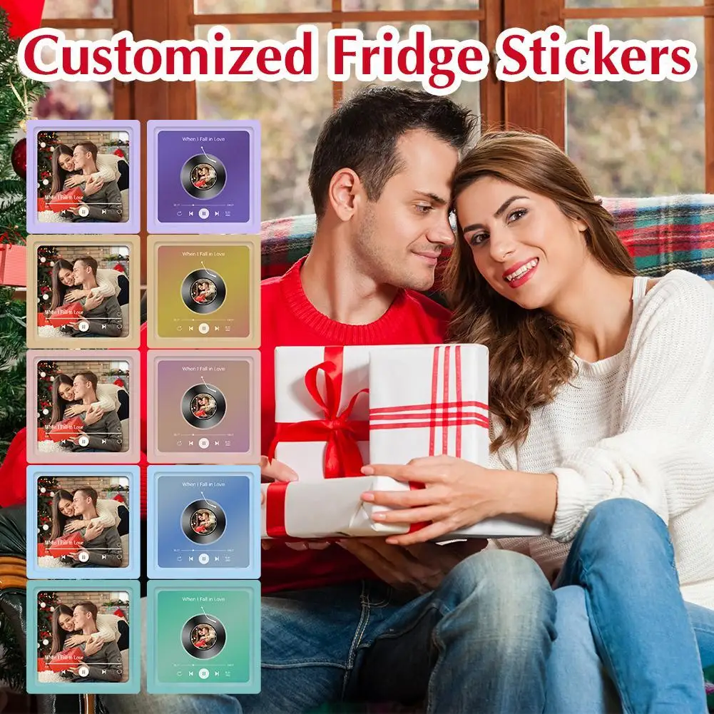 NEW Customized Music Album Magnet Fridge Stickers Personalized Fridge Songs Built-In Can Decor Play Music Christmas Gifts P X2J7