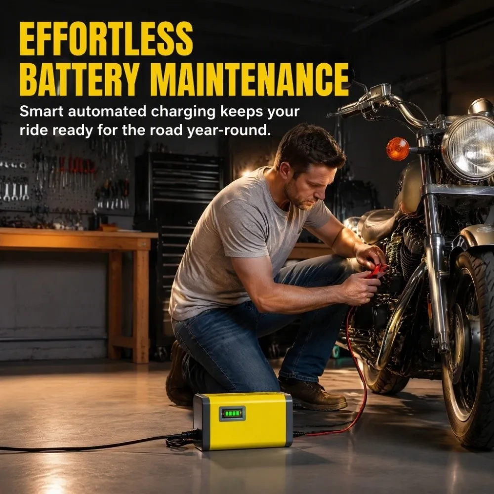 12V Smart Battery Charger LCD Display Power Display Automobile Battery Charger Multifunctional 2 Amp Battery Maintainer