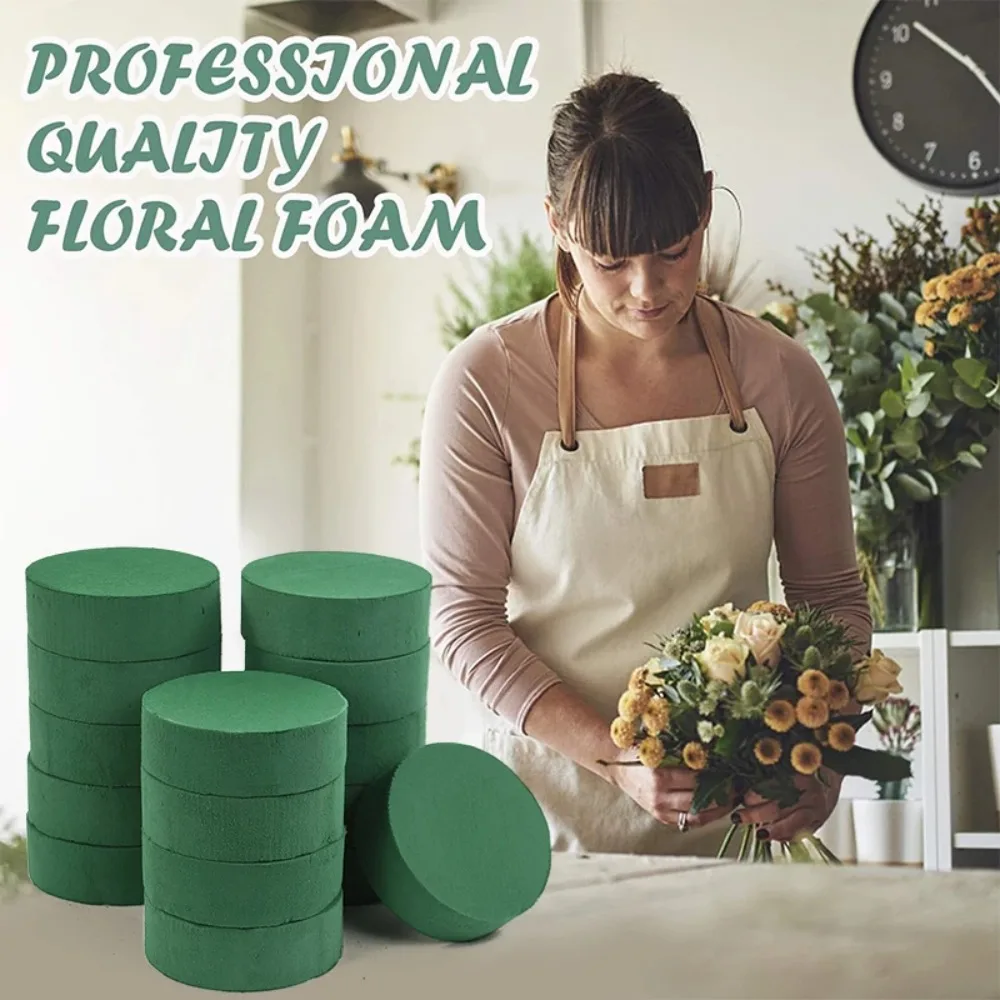 10PCS Round Floral Foam Blocks Fresh-Keeping Green Floral Foam Brick DIY Flower Arrangement Kit Foam Artificial Flower Mud