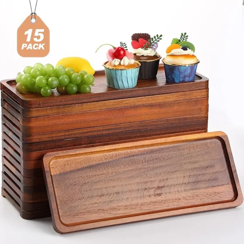 

Solid Acacia Wood Cheese Dessert Plate Rectangular Large Serving Wooden Platters Japanese Snack Plate for Parties Restaurants