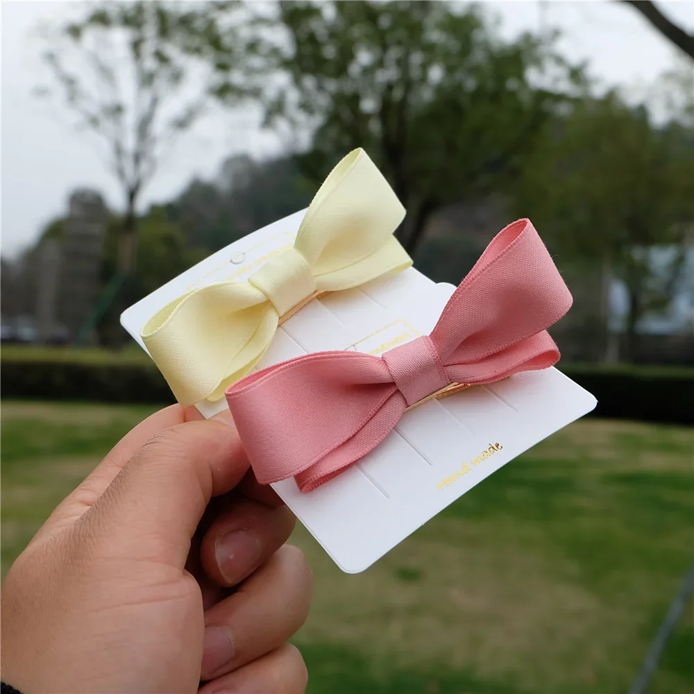 2Pcs/Set Girl Classics Fashion Bow Ribbon Hair Clip Korean Headwear Spring Ponytail Clip Simple Hairpin Woman Head Flower Gift