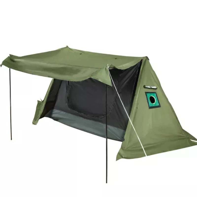 Outdoor Camping Tent With A Chimney Hole Field Survival Bungalow Tent Keep Warm Shelter Awning 1-2 People Oxford Waterproof