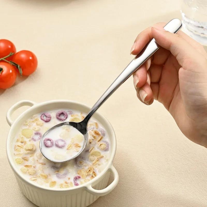 1Pcs Stainless Steel Spoon Good-looking Dessert Spoon for Eating Small Factory Wholesale Thickened Round Spoon