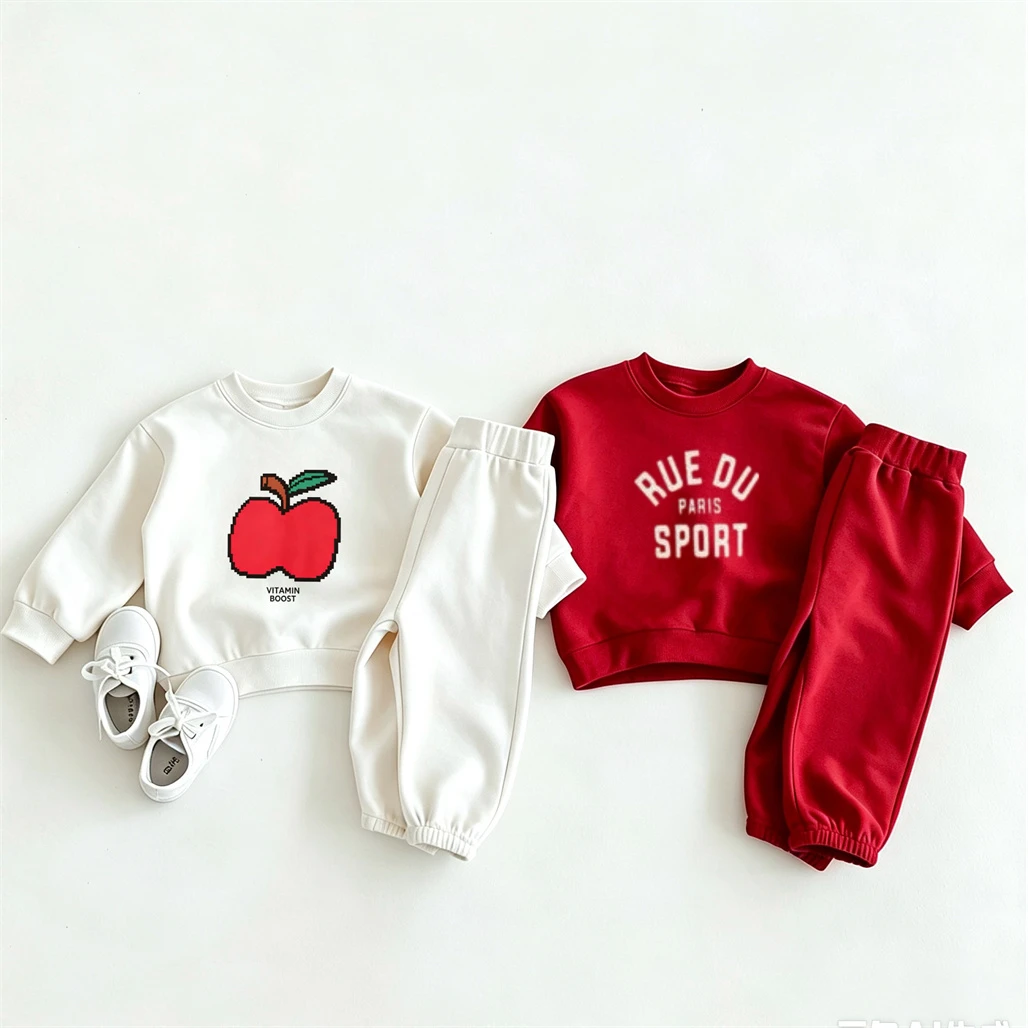 Boys And Girls New Cute Sweatshirts+Pants 2Piece Set Cartoon Hoodie Loose Trousers Kids Printed Pullovers Versatile Pants Suit