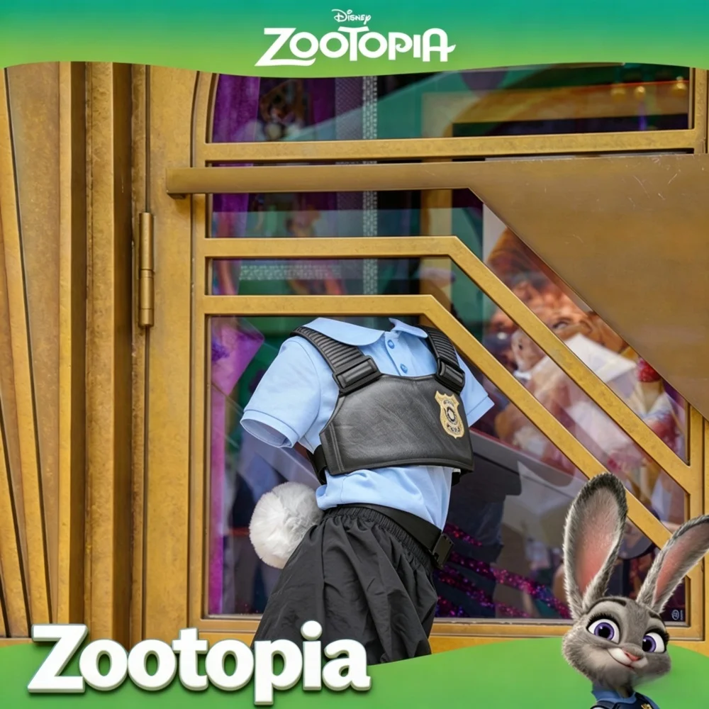 Genuine Disney Zootopia Judy Hopps Rabbit Police Officer Cosplay Costume 3PCS Headband Vest Belt Set for Girls Toys Gifts view 4