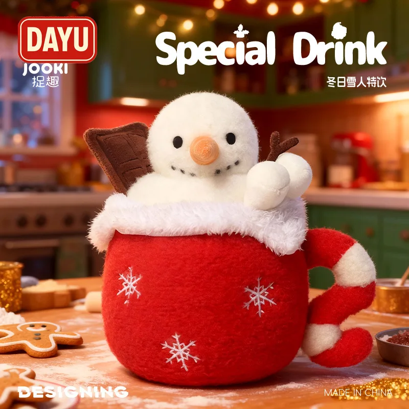 

2025 Cute Winter Snowman Milk Tea Plush Toy 18cm Kawaii Boba Drink Doll Hug Sleep Pillow Birthday Gift for Girls